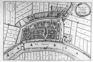 Map of Weesp in 1632 (JPEG, 30 Kb)